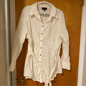 Lane Bryant white belted blouse